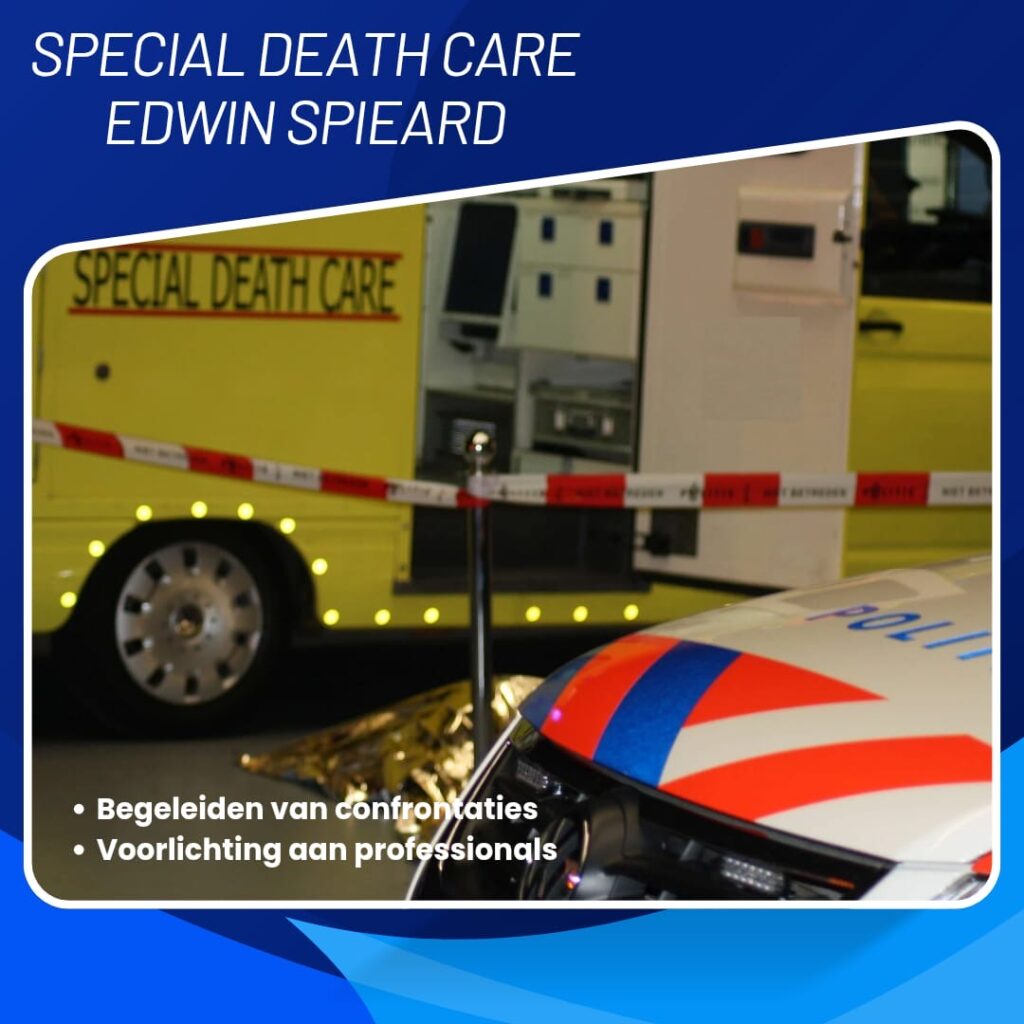 Edwin Spieard - Special Death Care, Airbrush Special Death Care, Wagens Special Death Care, voomalig ambu, voormalig ambulance, special death care, klinische lessen, postmortale zorg, thanatopraxie, buikpunctie, airbrush, vervoer, pacemaker, reconstructie, reconstructies, camouflage, camouflage cursus, airbrush cursus, presentaties, presentatie altijd werken in emotie, boeken, boek alrijd werken in emotie, boek als de dood begint te ruiken, boek zonder hartslag, aardbeving turkije, humanitaire hulp, death care germany, bodyseal, beladen presentatie, embalmer, specialistische postmortale zorg, Edwin spieard, Geert Teis, presentatie geert teis, uitverkochte zaal geert teis