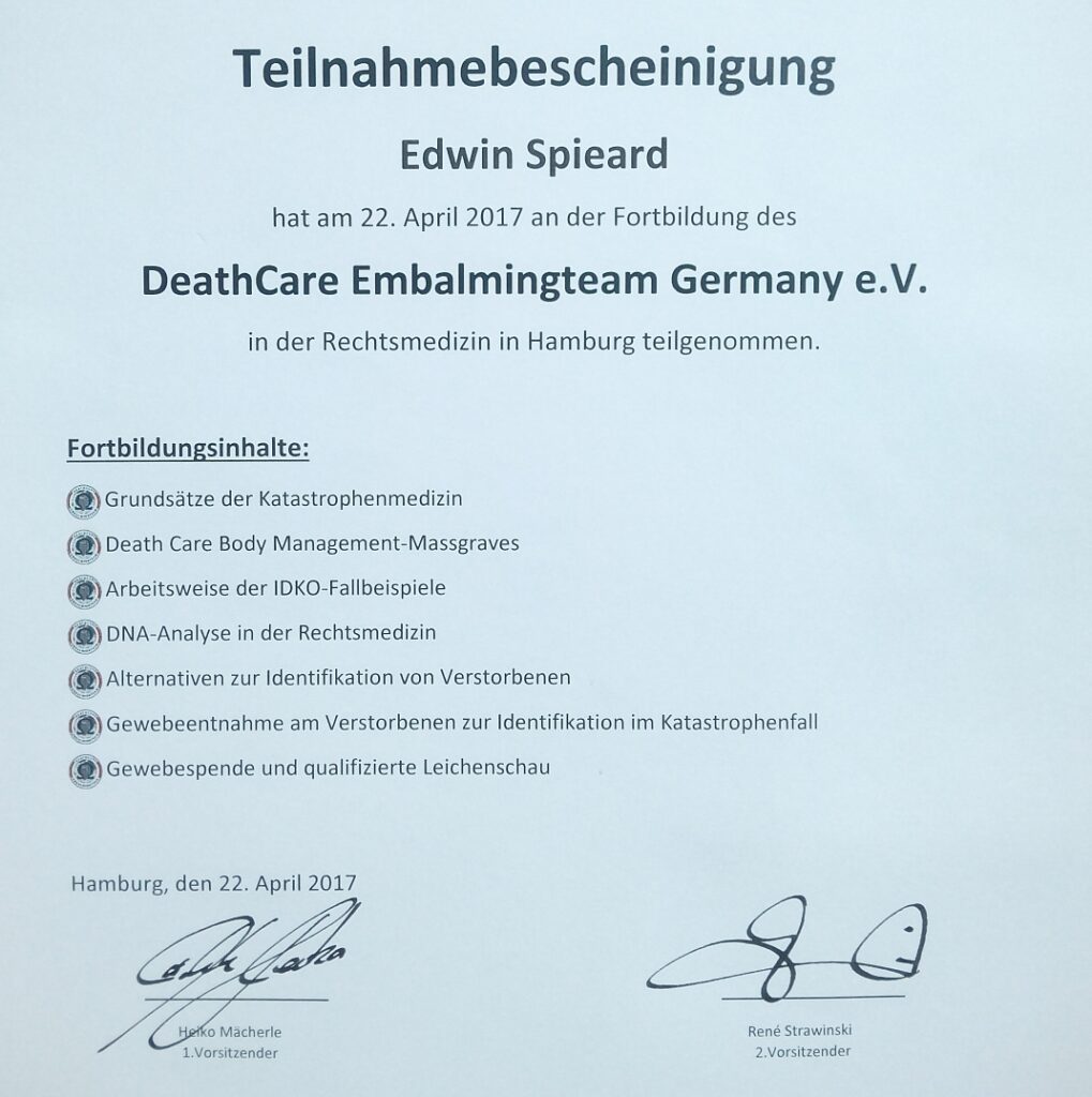 identification Special Death Care, Airbrush Special Death Care, Wagens Special Death Care, voomalig ambu, voormalig ambulance, special death care, klinische lessen, postmortale zorg, thanatopraxie, buikpunctie, airbrush, vervoer, pacemaker, reconstructie, reconstructies, camouflage, camouflage cursus, airbrush cursus, presentaties, presentatie altijd werken in emotie, boeken, boek alrijd werken in emotie, boek als de dood begint te ruiken, boek zonder hartslag, aardbeving turkije, humanitaire hulp, death care germany, bodyseal, beladen presentatie, embalmer, specialistische postmortale zorg, Edwin spieard