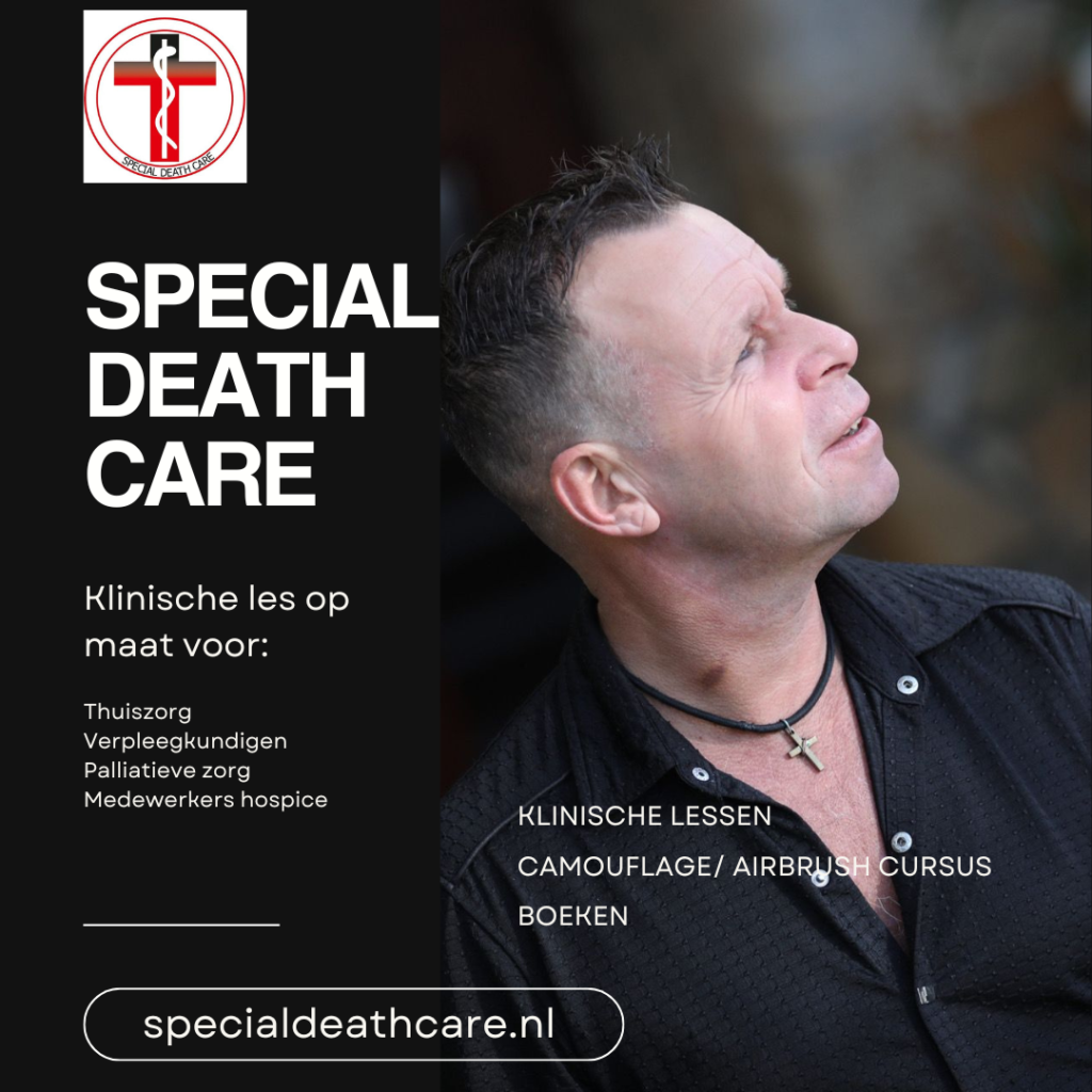 Les Special Death Care, Airbrush Special Death Care, Wagens Special Death Care, voomalig ambu, voormalig ambulance, special death care, klinische lessen, postmortale zorg, thanatopraxie, buikpunctie, airbrush, vervoer, pacemaker, reconstructie, reconstructies, camouflage, camouflage cursus, airbrush cursus, presentaties, presentatie altijd werken in emotie, boeken, boek alrijd werken in emotie, boek als de dood begint te ruiken, boek zonder hartslag, aardbeving turkije, humanitaire hulp, death care germany, bodyseal, beladen presentatie, embalmer, specialistische postmortale zorg, Edwin spieard