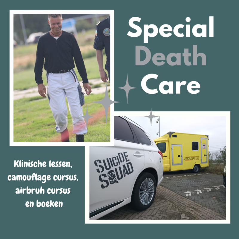Edwin Spieard - Special Death Care, Airbrush Special Death Care, Wagens Special Death Care, voomalig ambu, voormalig ambulance, special death care, klinische lessen, postmortale zorg, thanatopraxie, buikpunctie, airbrush, vervoer, pacemaker, reconstructie, reconstructies, camouflage, camouflage cursus, airbrush cursus, presentaties, presentatie altijd werken in emotie, boeken, boek alrijd werken in emotie, boek als de dood begint te ruiken, boek zonder hartslag, aardbeving turkije, humanitaire hulp, death care germany, bodyseal, beladen presentatie, embalmer, specialistische postmortale zorg, Edwin spieard