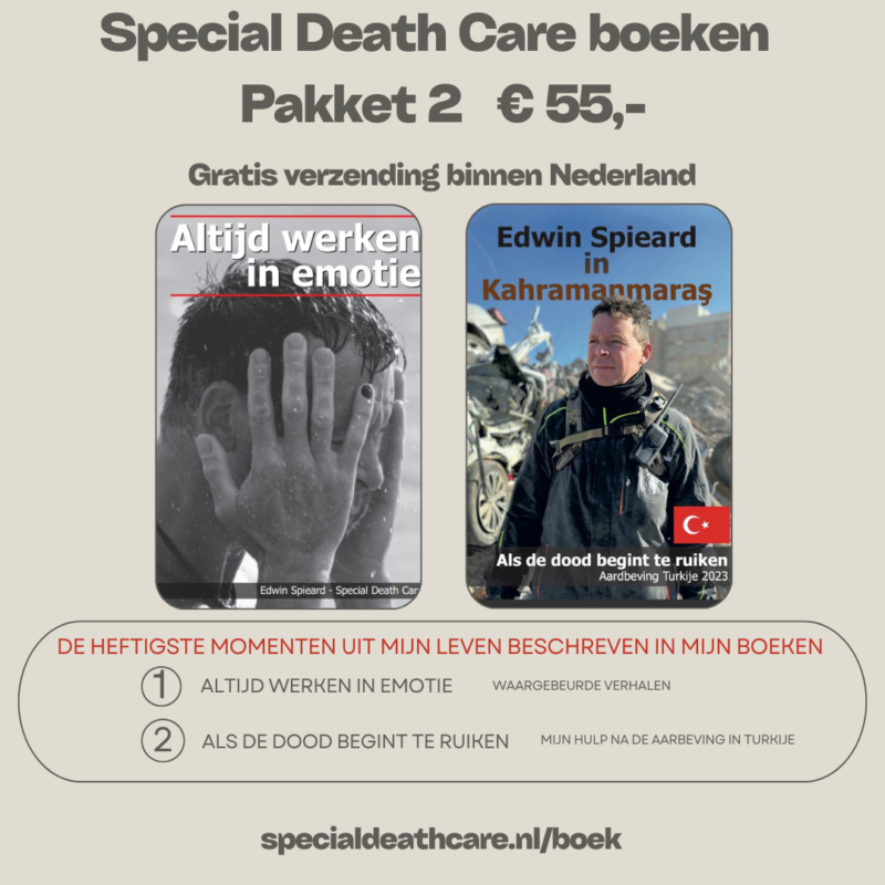Kim Spieard - Special Death Care, Edwin Spieard - Special Death Care, Airbrush Special Death Care, Wagens Special Death Care, voomalig ambu, voormalig ambulance, special death care, klinische lessen, postmortale zorg, thanatopraxie, buikpunctie, airbrush, vervoer, pacemaker, reconstructie, reconstructies, camouflage, camouflage cursus, airbrush cursus, presentaties, presentatie altijd werken in emotie, boeken, boek alrijd werken in emotie, boek als de dood begint te ruiken, boek zonder hartslag, aardbeving turkije, humanitaire hulp, death care germany, bodyseal, beladen presentatie, embalmer, specialistische postmortale zorg, Edwin spieard, Geert Teis, presentatie geert teis, uitverkochte zaal geert teis