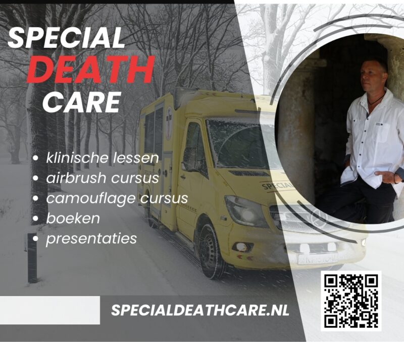 Edwin Spieard - Special Death Care, Edwin Spieard - Special Death Care, Airbrush Special Death Care, Wagens Special Death Care, voomalig ambu, voormalig ambulance, special death care, klinische lessen, postmortale zorg, thanatopraxie, buikpunctie, airbrush, vervoer, pacemaker, reconstructie, reconstructies, camouflage, camouflage cursus, airbrush cursus, presentaties, presentatie altijd werken in emotie, boeken, boek alrijd werken in emotie, boek als de dood begint te ruiken, boek zonder hartslag, aardbeving turkije, humanitaire hulp, death care germany, bodyseal, beladen presentatie, embalmer, specialistische postmortale zorg, Edwin spieard, Geert Teis, presentatie geert teis, uitverkochte zaal geert teis