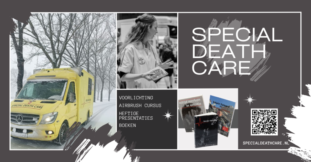 Edwin Spieard - Special Death Care, Edwin Spieard - Special Death Care, Airbrush Special Death Care, Wagens Special Death Care, voomalig ambu, voormalig ambulance, special death care, klinische lessen, postmortale zorg, thanatopraxie, buikpunctie, airbrush, vervoer, pacemaker, reconstructie, reconstructies, camouflage, camouflage cursus, airbrush cursus, presentaties, presentatie altijd werken in emotie, boeken, boek alrijd werken in emotie, boek als de dood begint te ruiken, boek zonder hartslag, aardbeving turkije, humanitaire hulp, death care germany, bodyseal, beladen presentatie, embalmer, specialistische postmortale zorg, Edwin spieard, Geert Teis, presentatie geert teis, uitverkochte zaal geert teis